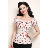 Pinup Peasant Blouse in Red Cherry 🍒-Blouse-Glitz Glam and Rebellion GGR Pinup, Retro, and Rockabilly Fashions
