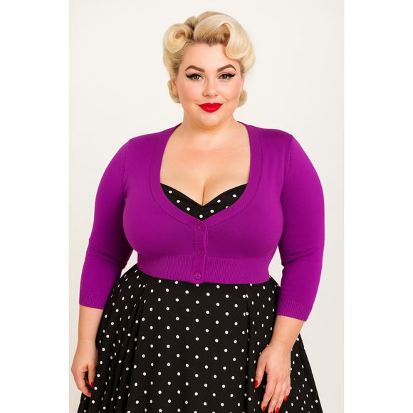 Mak Cropped Plus Size Cardigan Sweater-Cardigan-Glitz Glam and Rebellion GGR Pinup, Retro, and Rockabilly Fashions