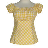 Pinup Peasant Blouse in Yellow Gingham-Blouse-Glitz Glam and Rebellion GGR Pinup, Retro, and Rockabilly Fashions