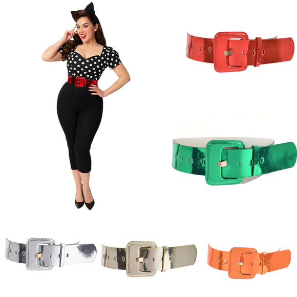 Metallic Pinup Belt Set-Belts-Glitz Glam and Rebellion GGR Pinup, Retro, and Rockabilly Fashions
