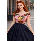 Pinup Peasant Blouse in Pink Pineapples-Blouse-Glitz Glam and Rebellion GGR Pinup, Retro, and Rockabilly Fashions