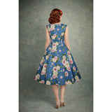 Betty Floral Swing Dress in Blue-Dress-Glitz Glam and Rebellion GGR Pinup, Retro, and Rockabilly Fashions