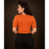 Hemet - Spooky Bat Knit Sweater in Orange-Glitz Glam and Rebellion GGR Pinup, Retro, and Rockabilly Fashions