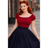 Pinup Peasant Top in Solid Burgundy-Blouse-Glitz Glam and Rebellion GGR Pinup, Retro, and Rockabilly Fashions