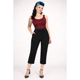 Cropped Tie-Waist Pants in Black-Capri-Glitz Glam and Rebellion GGR Pinup, Retro, and Rockabilly Fashions