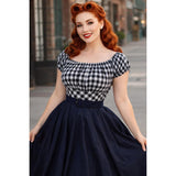 Pinup Peasant Blouse in Black Gingham-Blouse-Glitz Glam and Rebellion GGR Pinup, Retro, and Rockabilly Fashions