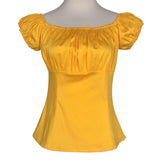 Peasant Top in Solid Yellow Blue-Blouse-Glitz Glam and Rebellion GGR Pinup, Retro, and Rockabilly Fashions