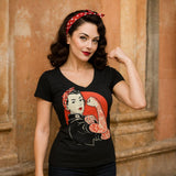 "We Can Do It" Art by ADI Women's V-Neck T-Shirt by Black Market Art-Apparel & Accessories-Glitz Glam and Rebellion GGR Pinup, Retro, and Rockabilly Fashions