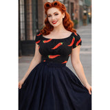 Pinup Peasant Top in Chile Pepper Print-Blouse-Glitz Glam and Rebellion GGR Pinup, Retro, and Rockabilly Fashions