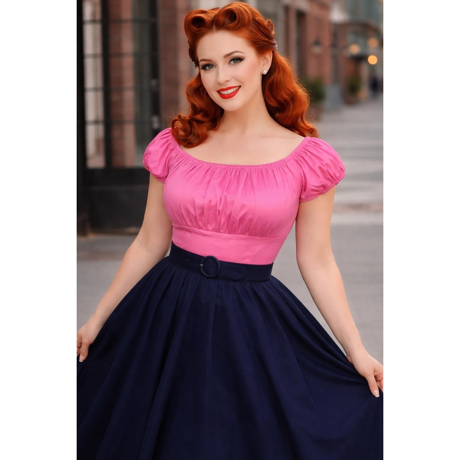 Pinup Peasant Top in Bubblegum Pink – Glitz Glam and Rebellion