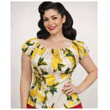 Pinup Peasant Blouse in Yellow Lemons-Blouse-Glitz Glam and Rebellion GGR Pinup, Retro, and Rockabilly Fashions
