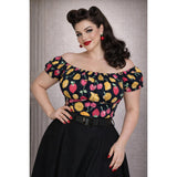 Peasant Top in Summer Fruit Print-Blouse-Glitz Glam and Rebellion GGR Pinup, Retro, and Rockabilly Fashions
