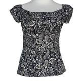 Pinup Peasant Blouse in Black Paisley-Blouse-Glitz Glam and Rebellion GGR Pinup, Retro, and Rockabilly Fashions