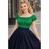 Pinup Peasant Top in Solid Green-Blouse-Glitz Glam and Rebellion GGR Pinup, Retro, and Rockabilly Fashions