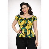 Pinup Peasant Blouse in Banana Print-Blouse-Glitz Glam and Rebellion GGR Pinup, Retro, and Rockabilly Fashions