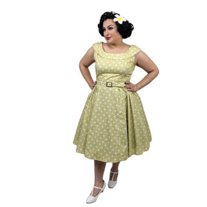 Peter Pan Collar Housewife Dress in Chartreuse-Dress-Glitz Glam and Rebellion GGR Pinup, Retro, and Rockabilly Fashions