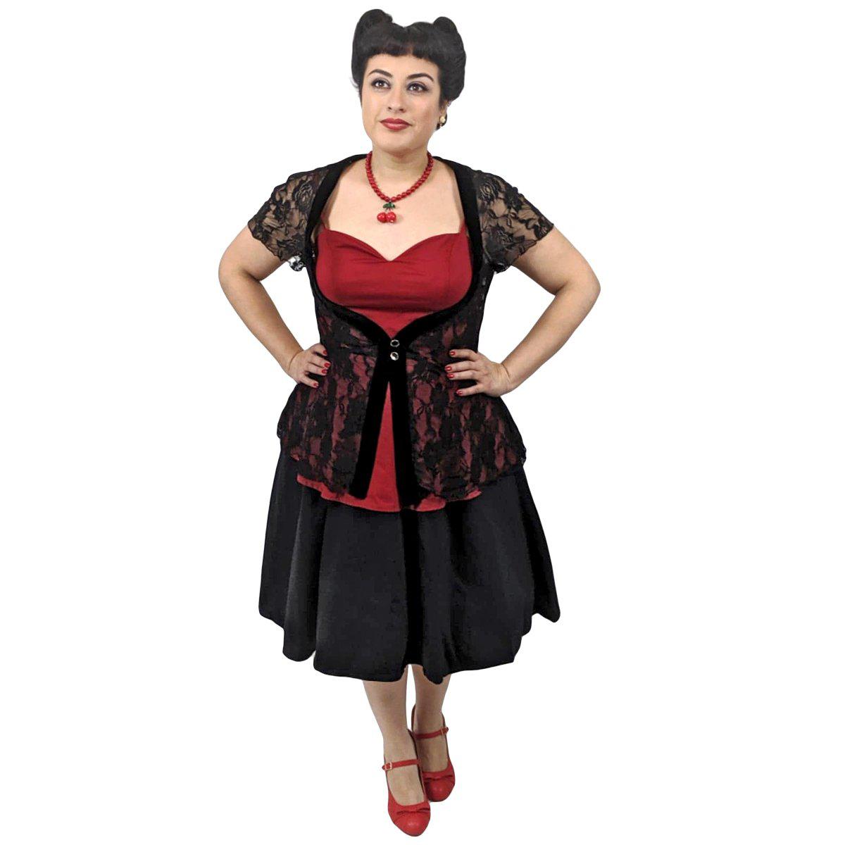 Sweetheart Lace Overlay Top in Black & Red – Glitz Glam and Rebellion