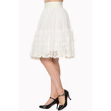 Banned First Sight Tulle Flare Skirt in White-Skirts-Glitz Glam and Rebellion GGR Pinup, Retro, and Rockabilly Fashions