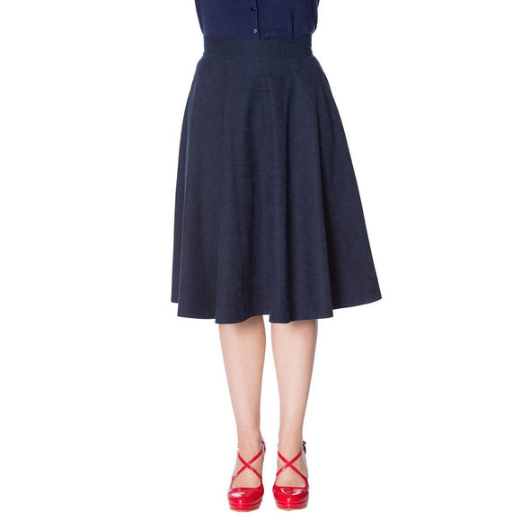 Banned Sophisticated Lady Skirt in Navy-Skirts-Glitz Glam and Rebellion GGR Pinup, Retro, and Rockabilly Fashions
