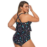 Summertime Print Two Piece Swimsuit in Black-Swimsuit-Glitz Glam and Rebellion GGR Pinup, Retro, and Rockabilly Fashions