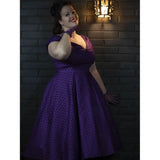 Dolly & Dotty Lily Purple & Black Polka Dot Swing Dress-Dress-Glitz Glam and Rebellion GGR Pinup, Retro, and Rockabilly Fashions