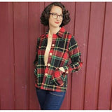 Star Struck 40s Button Down Jacket in Green and Red Plaid-Jacket-Glitz Glam and Rebellion GGR Pinup, Retro, and Rockabilly Fashions