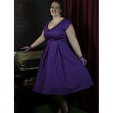 Dolly & Dotty Lily Purple & Black Polka Dot Swing Dress-Dress-Glitz Glam and Rebellion GGR Pinup, Retro, and Rockabilly Fashions