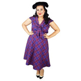 GGR Lilly Swing Dress in Purple Plaid-Swing Dress-Glitz Glam and Rebellion GGR Pinup, Retro, and Rockabilly Fashions