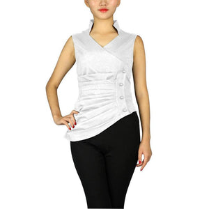 Asymmetrical Pleated Top in White-Top-Glitz Glam and Rebellion GGR Pinup, Retro, and Rockabilly Fashions