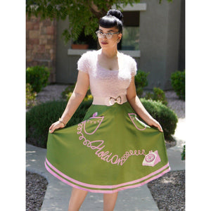 Kissing Charlie Hold On Circle Skirt in Green and Pink-Skirts-Glitz Glam and Rebellion GGR Pinup, Retro, and Rockabilly Fashions