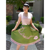 Kissing Charlie Hold On Circle Skirt in Green and Pink-Skirts-Glitz Glam and Rebellion GGR Pinup, Retro, and Rockabilly Fashions