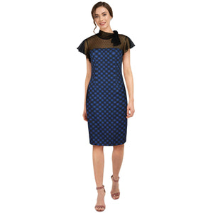 blue wiggle dress Ava Faux Wrap Wiggle Dress in Royal Blue Satin