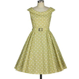 Peter Pan Collar Housewife Dress in Chartreuse-Dress-Glitz Glam and Rebellion GGR Pinup, Retro, and Rockabilly Fashions