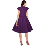 GGR Pleated Pauline Dress in Purple-Dress-Glitz Glam and Rebellion GGR Pinup, Retro, and Rockabilly Fashions