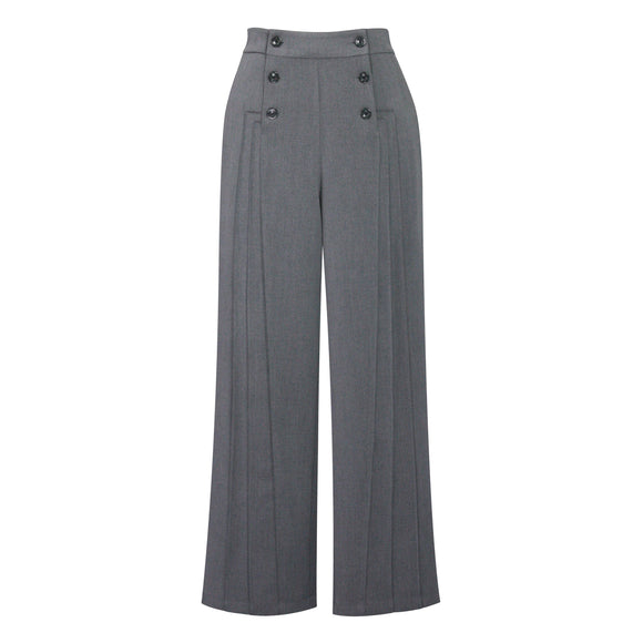 ChicStar Pleated Pants in Grey-Pants-Glitz Glam and Rebellion GGR Pinup, Retro, and Rockabilly Fashions