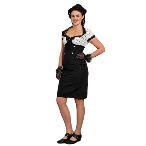 Retro Polka-Dot Wiggle Dress in White – Glitz Glam and Rebellion
