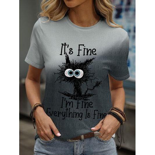 Plus Size IT'S FINE I'M FINE EVERYTHING IS FINE Round Neck T-Shirt-Shirt-Glitz Glam and Rebellion GGR Pinup, Retro, and Rockabilly Fashions