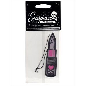 Sourpuss Air Freshener Lipstick Knife in Strawberry Pink-Air Freshener-Glitz Glam and Rebellion GGR Pinup, Retro, and Rockabilly Fashions