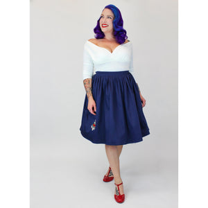 Hemet Nautical Anchor Circle Skirt in Blue-Skirts-Glitz Glam and Rebellion GGR Pinup, Retro, and Rockabilly Fashions