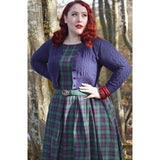 Dolly & Dottie Retro Check Swing Dress in Dark Green and Blue-Dresses-Glitz Glam and Rebellion GGR Pinup, Retro, and Rockabilly Fashions