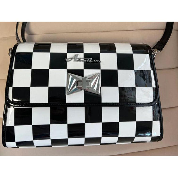 Star Struck Clothing Atomic Handbag in Checkerboard-Purses-Glitz Glam and Rebellion GGR Pinup, Retro, and Rockabilly Fashions