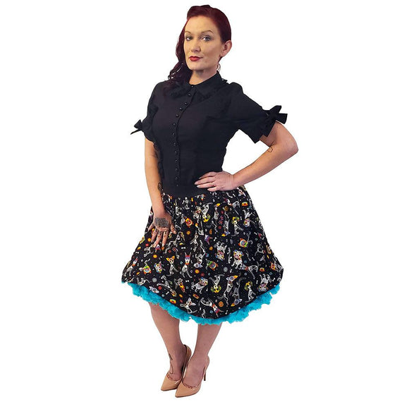 Hemet Pleated Skirt in Los Perros-Skirts-Glitz Glam and Rebellion GGR Pinup, Retro, and Rockabilly Fashions