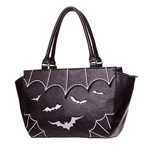Banned Embroidered Bat Bag White-Apparel & Accessories-Glitz Glam and Rebellion GGR Pinup, Retro, and Rockabilly Fashions