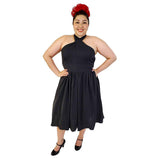 Banned Roisin Halter Dress in Black-Dress-Glitz Glam and Rebellion GGR Pinup, Retro, and Rockabilly Fashions