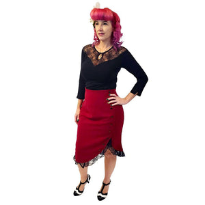 Miss Priss Pinup Ruffle Skirt in Red-Skirts-Glitz Glam and Rebellion GGR Pinup, Retro, and Rockabilly Fashions