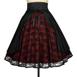 Bernadette Lace Overlay Skirt in Black & Red-Skirts-Glitz Glam and Rebellion GGR Pinup, Retro, and Rockabilly Fashions