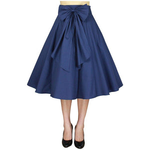 Betty Bow Circle Skirt in Navy-Skirts-Glitz Glam and Rebellion GGR Pinup, Retro, and Rockabilly Fashions