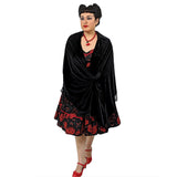 Lace Stole Cape in Black Velvet-Cape-Glitz Glam and Rebellion GGR Pinup, Retro, and Rockabilly Fashions