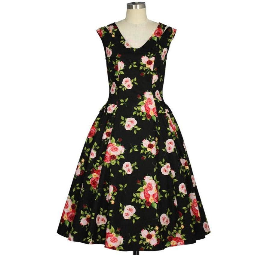 Betty Drop-Waist Floral Swing Dress in Black Glitz Glam and Rebellion Betty Drop-Waist Floral Swing Dress in Black Glitz Glam and Rebellion