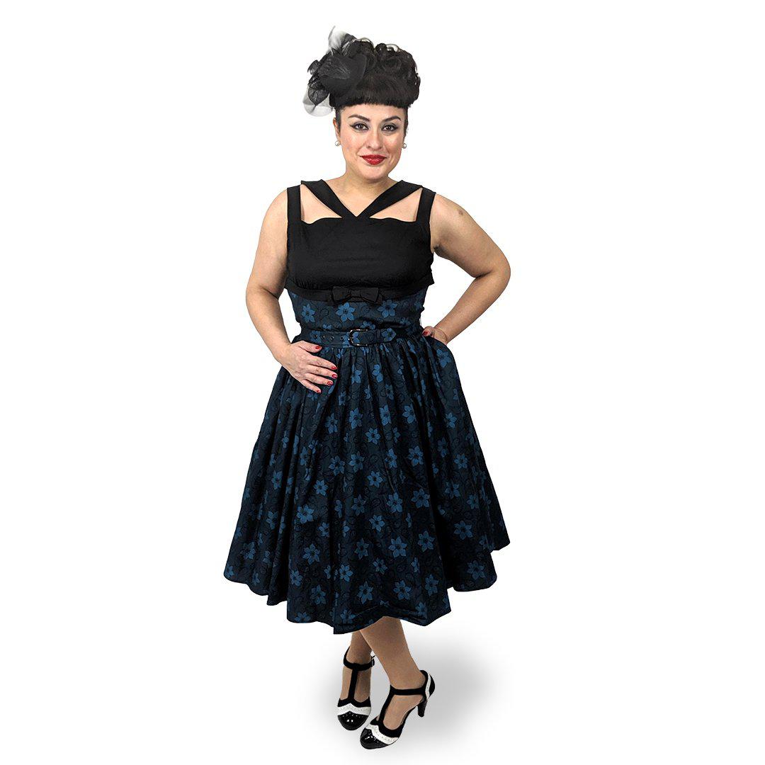 Strappy Swing Dress in Blue Floral Strappy Swing Dress in Blue Floral